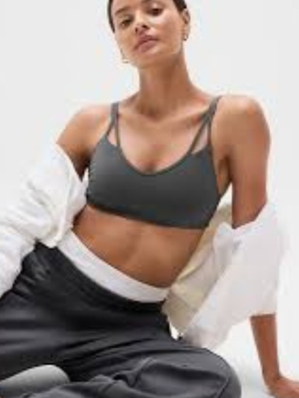 Athleta Charcoal Cut-Out Sports Bralette D-DD